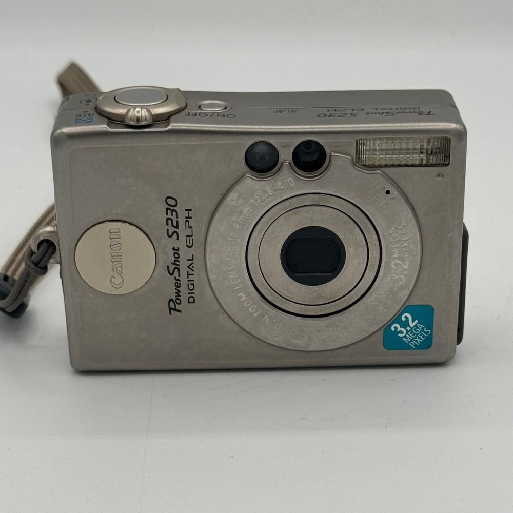 Canon PowerShot S230 Digital ELPH 3.2MP Camera PC1037 Silver Bundle Tested Works